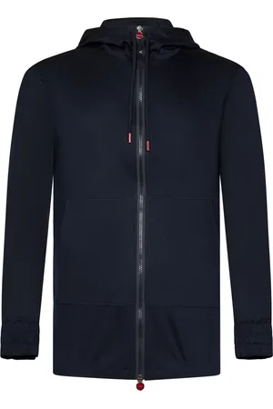 Kiton Bluzy, Mężczyzna, Niebieski, S, Bawełna, Granatowa bawełniana kurtka z kapturem