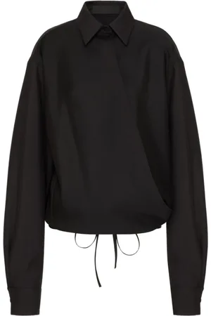 VALENTINO GARAVANI Bluzki, Kobieta, Czarny, S, Len, Techno Light Wool Shirt