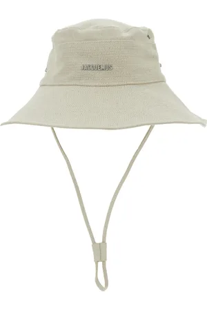 Jacquemus Akcesoria, Mężczyzna, Biały, 60 CM, Bawełna, Biały kapelusz typu bucket z logo