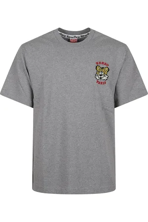 Kenzo Koszulki, Mężczyzna, Szary, M, Bawełna, Klasyczna koszulka T-shirt z haftem
