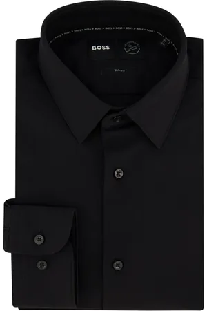 HUGO BOSS Koszule, Mężczyzna, Czarny, 4XL, Bawełna, Czarna koszulowa sukienka biznesowa