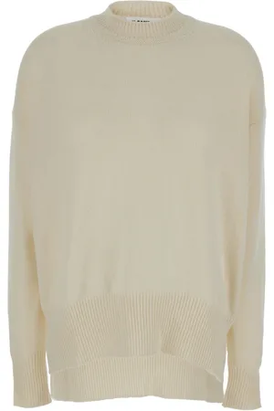 Jil Sander Swetry, Kobieta, Beżowy, S, Kaszmir, Sweter z kaszmiru z okrągłym dekoltem
