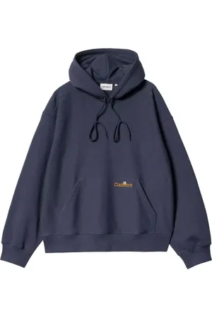 Carhartt Bluzy, Mężczyzna, Niebieski, S, Bawełna, Bluza z kapturem Hooded Script Sweatshirt