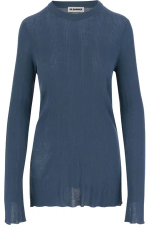 Jil Sander Swetry, Kobieta, Niebieski, M, Wełna, Wełniana Koszulka Jersey