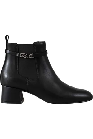 Karl Lagerfeld Buty, Kobieta, Czarny, 36 EU, Skóra, Klasyczne skórzane botki Chelsea