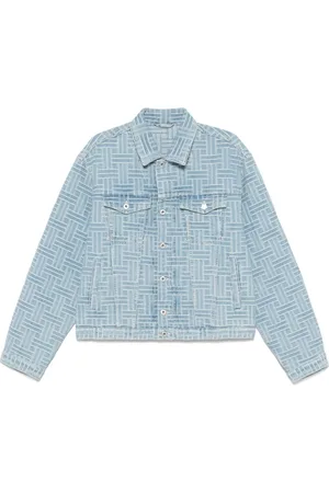 Kenzo Kurtki, Mężczyzna, Niebieski, L, Bawełna, Weave Trucker Jacket