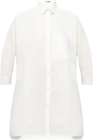 Jil Sander Bluzki, Kobieta, Biały, S, Bawełna, Oversized Cotton Shirt