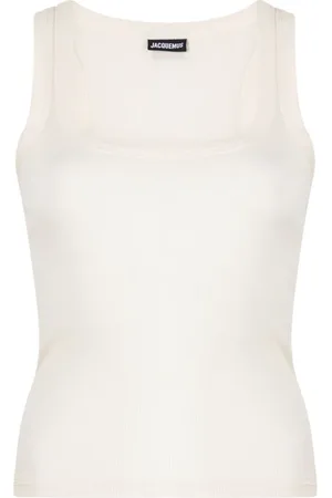 Jacquemus Koszulki, Kobieta, Biały, L, Bawełna, Biały top na ramiączkach Canale