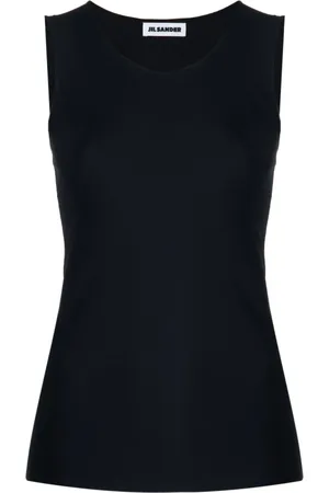 Jil Sander Koszulki, Kobieta, Czarny, M, Bawełna, Top bez rękawów
