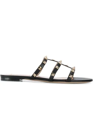 VALENTINO GARAVANI Buty, Kobieta, Czarny, 39 EU, Skóra, Czarne sandały Rockstud Caged
