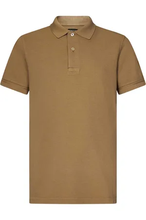 Tom Ford Koszulki, Mężczyzna, Beżowy, M, Bawełna, Klasyczna Koszulka Polo z Logo