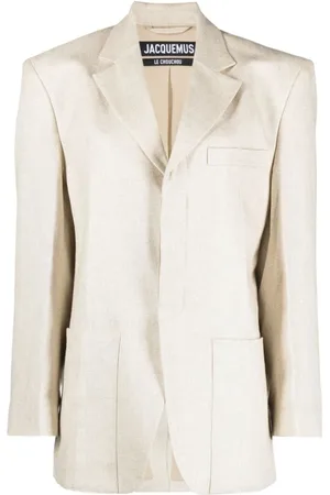 Jacquemus Kurtki, Kobieta, Beżowy, S, Len, La Veste d`Homme Blazer