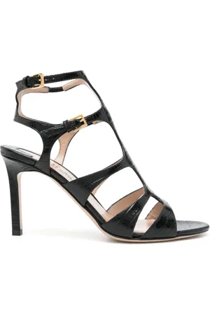 Tom Ford Buty, Kobieta, Czarny, 38 1/2 EU, Skóra, Sandały z efektem krokodylej skóry 95 mm