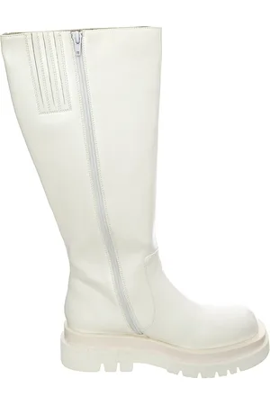 Jeffrey Campbell Buty, Kobieta, Biały, 39 EU, Skóra, Białe skórzane botki do połowy łydki