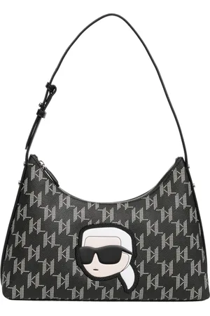 Karl Lagerfeld Torebki, Kobieta, Czarny, ONE SIZE, Torebka Hobo z Monogramem i Wzorem Logo