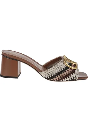 VALENTINO GARAVANI Buty, Kobieta, Wielobarwność, 36 1/2 EU, Len, Klapki Signature Slide Vlogo