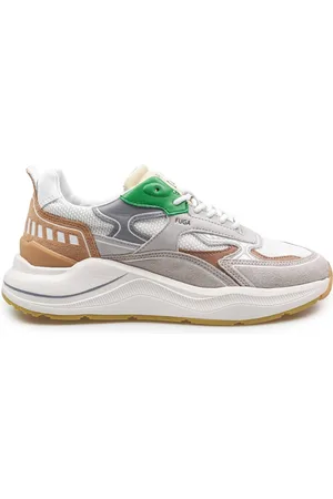 D.A.T.E. Buty, Mężczyzna, Wielobarwność, 43 EU, Zamsz, Białe/Zielone Sneakersy z Materiału i Zamszu