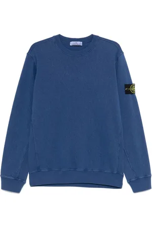 Stone Island Bluzy, Mężczyzna, Niebieski, 2XL, Bawełna, Niebieska bluza crewneck z kontrastowymi szwami