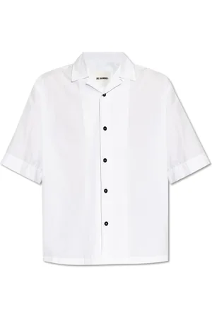 Jil Sander Koszule, Mężczyzna, Biały, L, Bawełna, Koszulka z krótkim rękawem o luźnym kroju