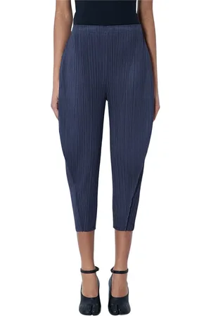 Issey Miyake Spodnie, Kobieta, Niebieski, L, Eleganckie Spodnie z Plisami