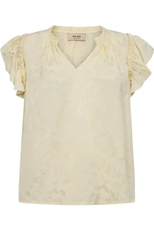 Mos Mosh Bluzki, Kobieta, Beżowy, XL, Len, Elegancka bluzka w kolorze Lemon Icing