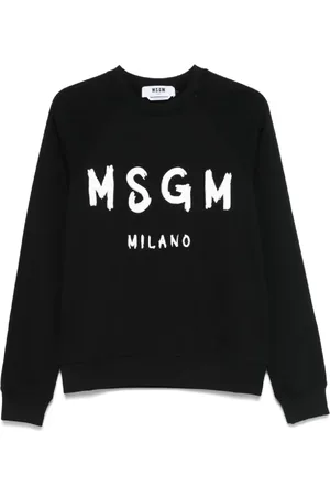 Msgm Bluzy, Kobieta, Czarny, M, Czarny Bawełniany Sweter Stylowy Design