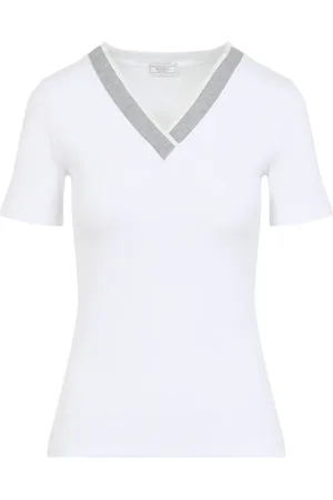 PESERICO SIGN Koszulki, Kobieta, Biały, S, Bawełna, Biały T-shirt z domieszką jedwabiu