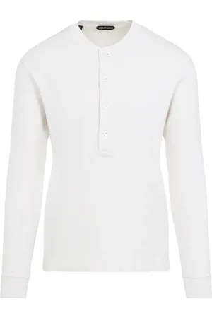 Tom Ford Koszulki, Mężczyzna, Biały, L, Bawełna, Koszulka Henley