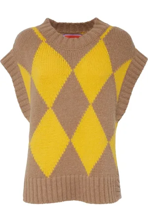 La DoubleJ Koszulki, Kobieta, Żółty, XS, Argyle Gilet