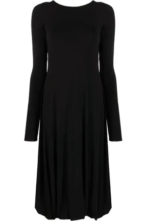 Jil Sander Sukienki, Kobieta, Czarny, 2XS, Sukienka midi z odkrytymi plecami