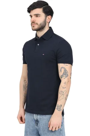 Tommy Hilfiger Koszulki, Mężczyzna, Niebieski, L, Bawełna, Koszula Polo Regular Fit z Kolekcji 1985
