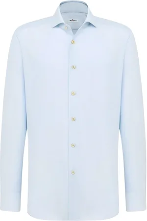 Kiton Koszule, Mężczyzna, Niebieski, 2XL, Bawełna, Koszula formalna z mieszanki bawełny i konopi