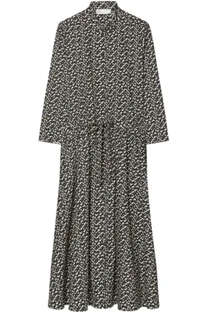 Tory Burch Sukienki, Kobieta, Czarny, S, Bawełna, Sukienka Poplinowa w Kwiatowy Wzór