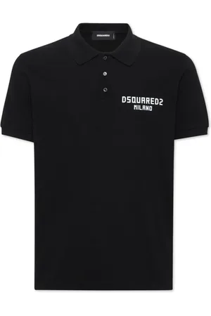 Dsquared2 Koszulki, Mężczyzna, Czarny, L, Czarny Bawełniany Polo Shirt Z Guzikowym Rewersem