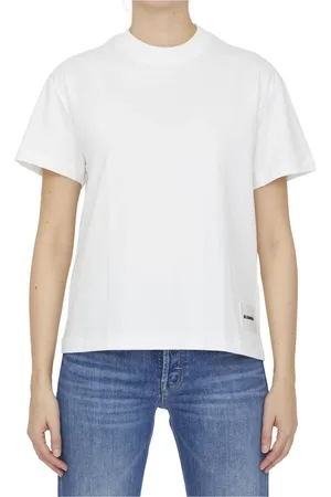 Jil Sander Koszulki, Kobieta, Biały, M, Bawełna, T-shirt z okrągłym dekoltem