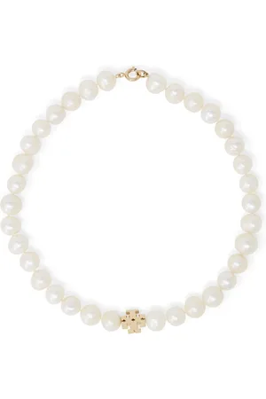 Tory Burch Akcesoria, Kobieta, Żółty, ONE SIZE, Poliester, Naszyjnik z pereł Kira Bijoux