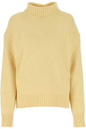Jil Sander Swetry, Kobieta, Żółty, S, Len, Oversize Cashmere Turtleneck
