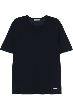 Jil Sander Koszulki, Mężczyzna, Niebieski, M, Bawełna, T-shirt bawełniany z nadrukiem logo, niebieski