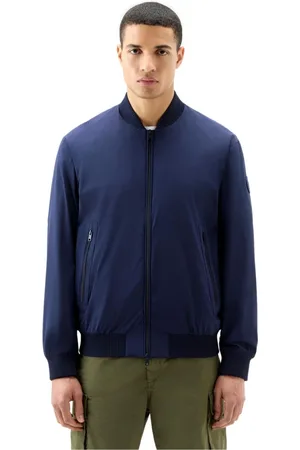 Woolrich Kurtki, Mężczyzna, Niebieski, 2XL, Nylon, Kurtka Bomberka Stretch Maritime