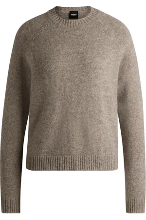 HUGO BOSS Swetry, Kobieta, Szary, S, Bawełna, Elegancki sweter z okrągłym dekoltem