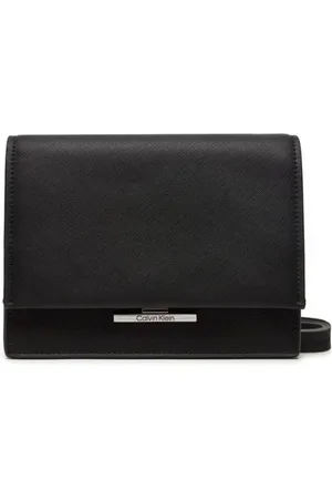 Calvin Klein Torebki, Kobieta, Czarny, ONE SIZE, Skóra, Torebka Saffiano Crossbody