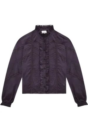 Isabel Marant Bluzki, Kobieta, Fioletowy, 2XS, Bawełna, Bawełniana Bluzka z Falbanami