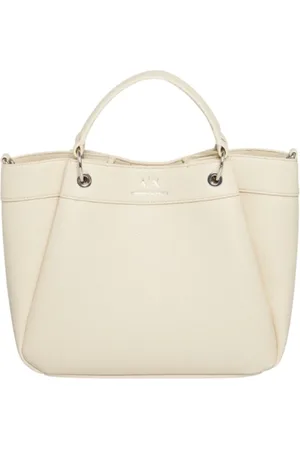 Armani Exchange Torebki, Kobieta, Beżowy, ONE SIZE, Beżowa torba shopper z logo