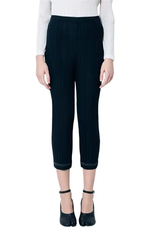 Issey Miyake Spodnie, Kobieta, Czarny, 2XL, Poliester, Plisowane spodnie o długości 3/4