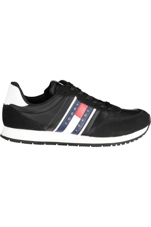 Tommy Hilfiger Buty, Mężczyzna, Czarny, 40 EU, Poliester, Poliestrowe Sneakersy z Kontrastowymi Detalami