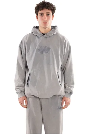 Diesel Bluzy, Mężczyzna, Szary, S, Umyta bluza z kapturem w 61T