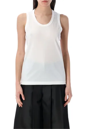 Comme des Garçons Koszulki, Kobieta, Biały, M, Biała Tank Top z Dekoltem U Bez Rękawów