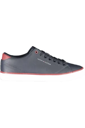 Tommy Hilfiger Buty, Mężczyzna, Niebieski, 42 EU, Poliester, Poliestrowe Sneakersy z Kontrastowymi Detalami