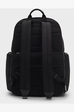 HUGO BOSS Torebki, Mężczyzna, Czarny, ONE SIZE, Nowoczesny Plecak z Wykończeniem Skóry i Podwójnym Zamkiem