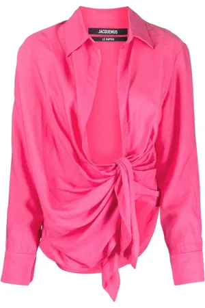 Jacquemus Bluzki, Kobieta, Różowy, M, La Chemise Bahia Draped Shirt
